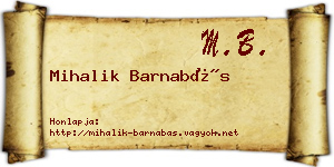Mihalik Barnabás névjegykártya
